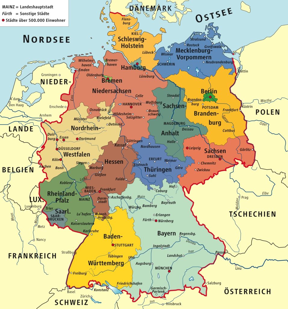 Cartina politica della Germania